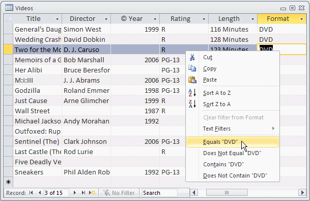 Filtering String-Based Fields