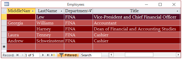 Filtering Using the Object Filter Window