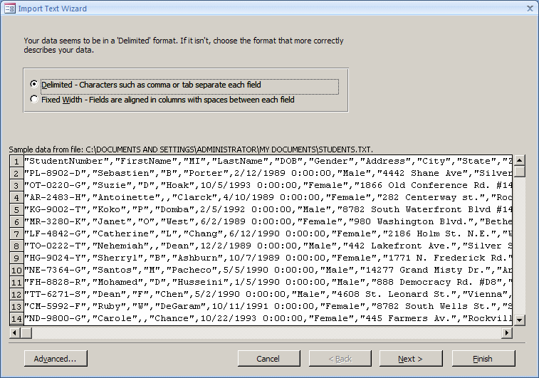 Import Text Wizard