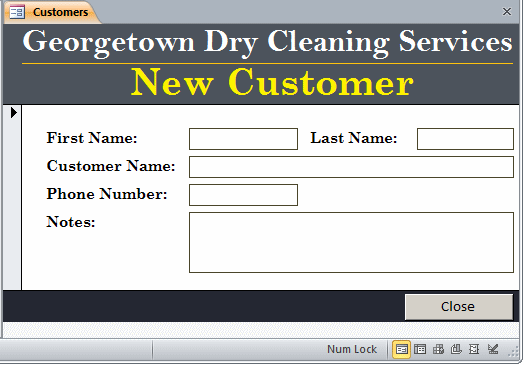 Georgetown Dry Cleaning Services: New Customer