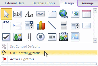 Insert Control Wizard