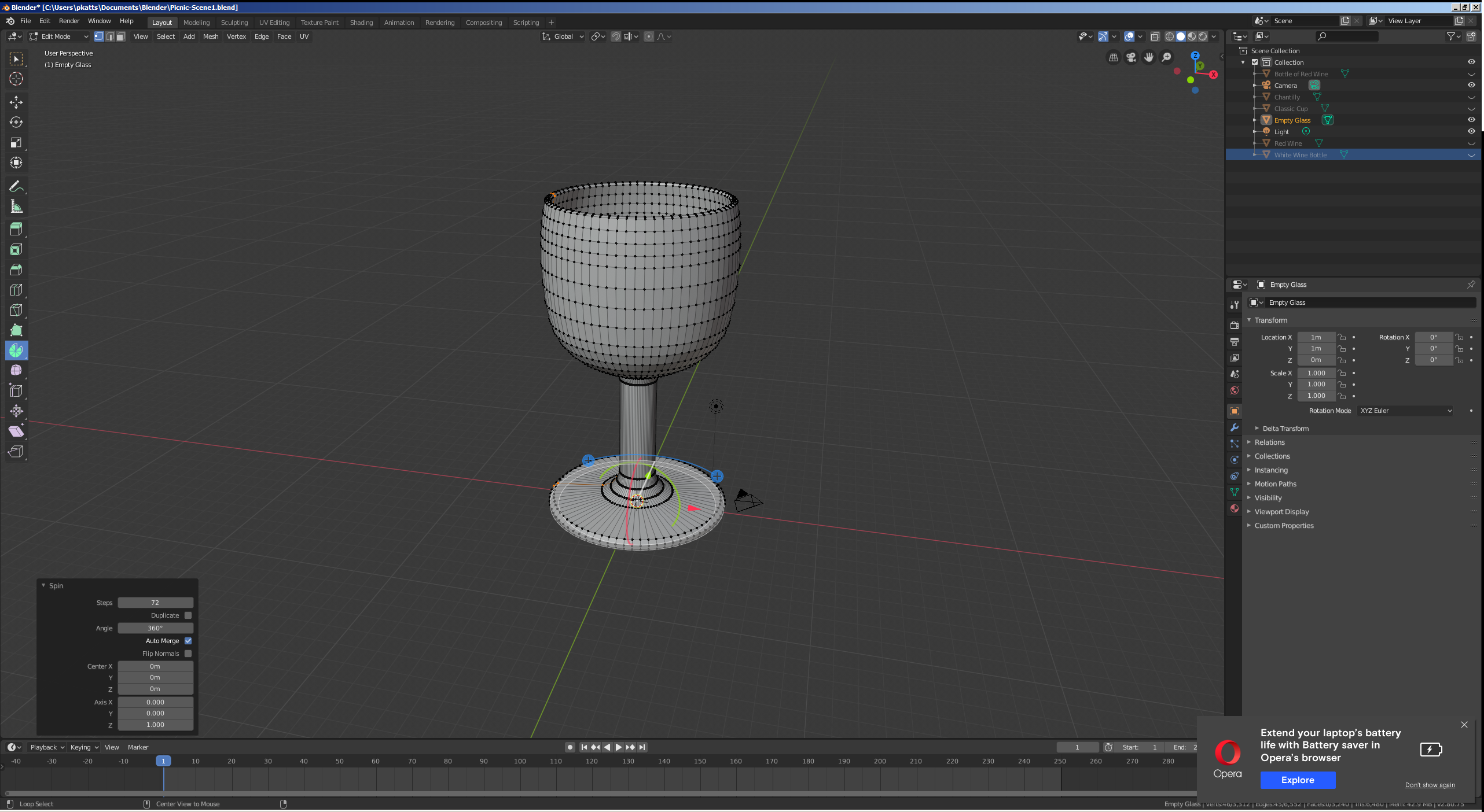 Modeling an empty Glass