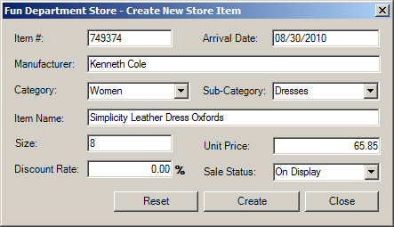 Create Store Item