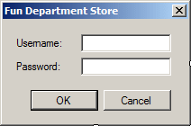 Fun Department Store - Log In Dialog Box