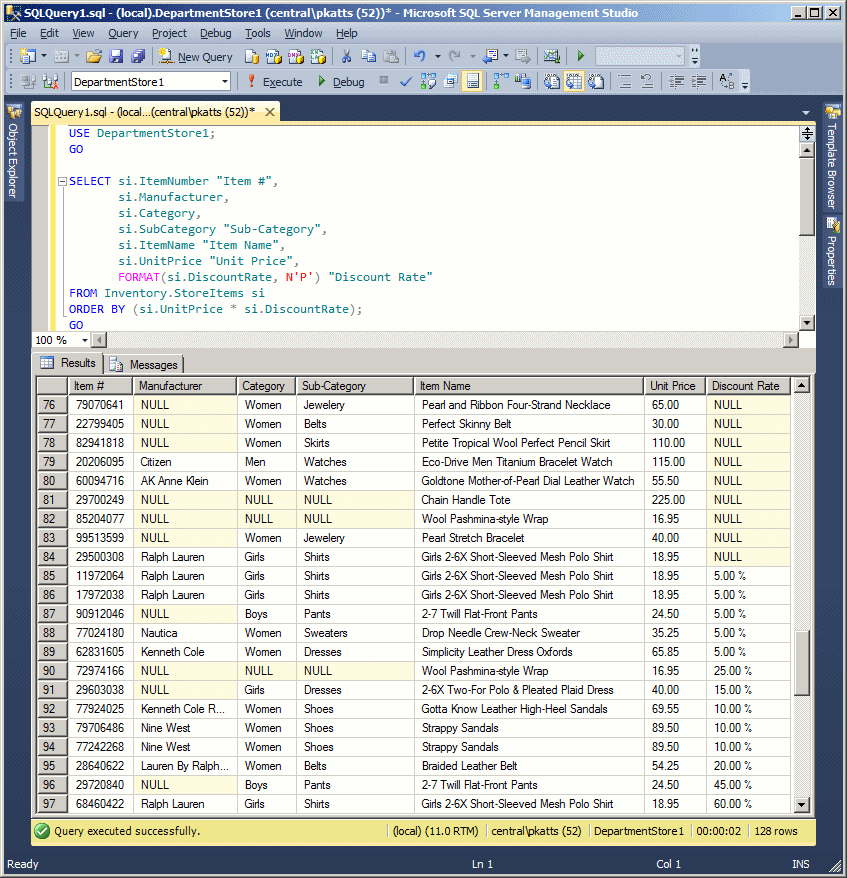 Using the SQL to Sort Records