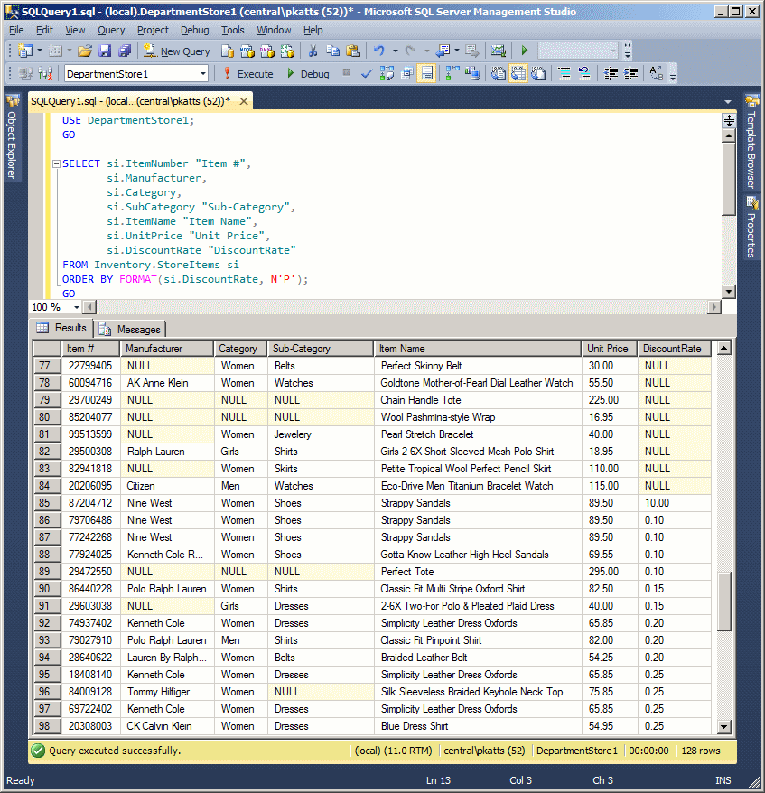 Using the SQL to Sort Records
