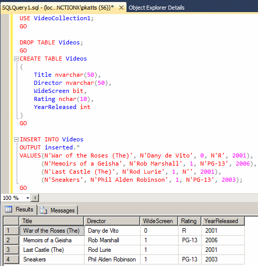 owner Evaluation Easy to read Microsoft SQL Server Records: Creating Records