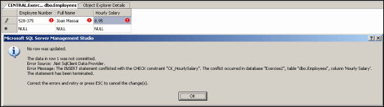 An Error From an Invalid Value of Check Constraint