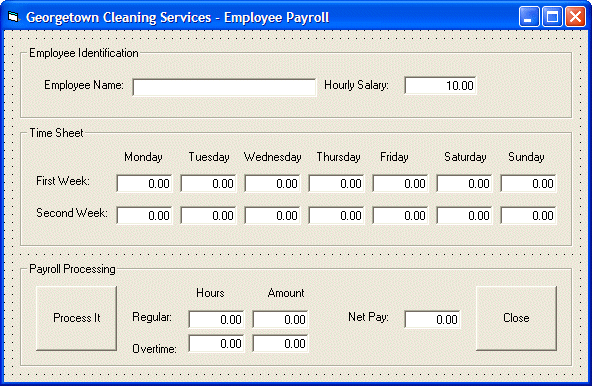 Georgetown Cleaning Services - Employee Payroll - Form Design
