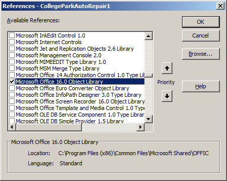 Microsoft Office 16.0 Object Library