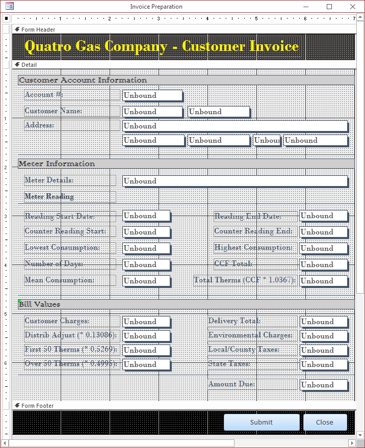 Quatro Gas Company - Meter Counter Reading