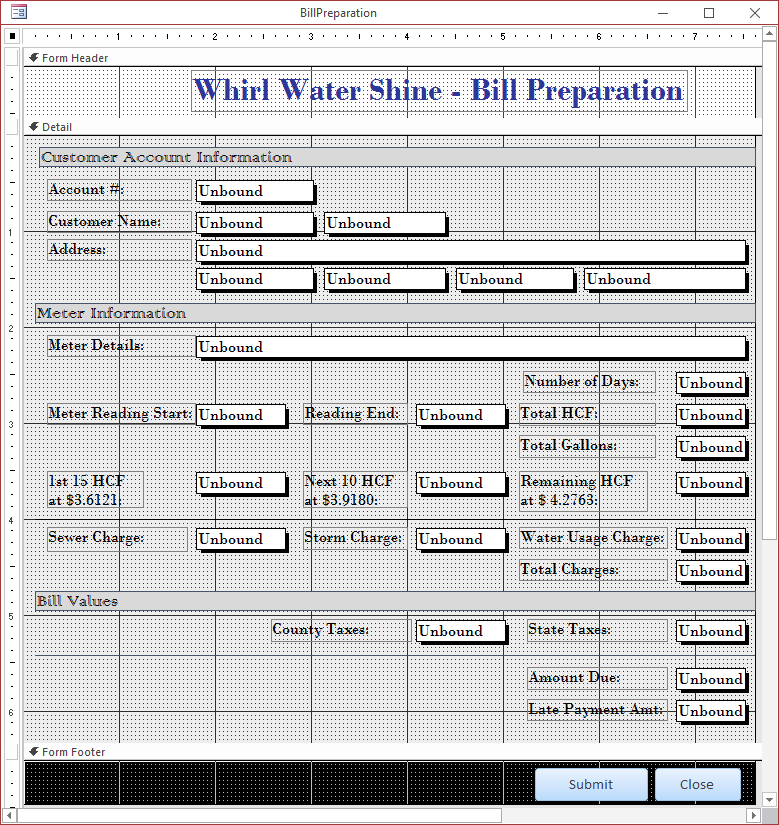 Whirl Water Shine - Bill Preparation - Buttons Additions