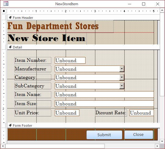 Fun Department Store - Form Design and Combo Boxes