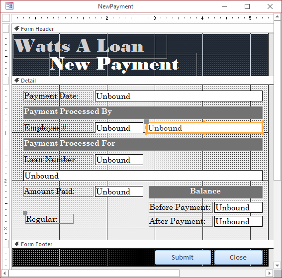 Watts' A Loan - New Payment - Form Design