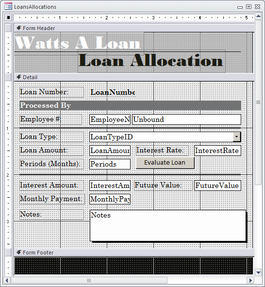 Watts A Loan - Loans Allocations - Form Design