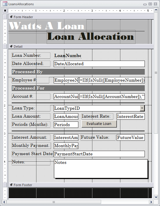 Watts A Loan - Loans Allocations - Form Design