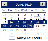 Multiple Date Selection on a Month Calendar