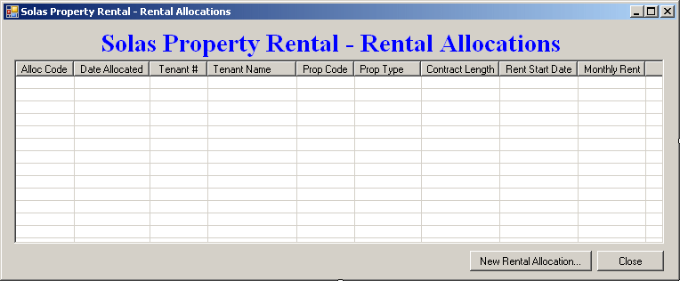 Solas Property Rental: Rental Allocations