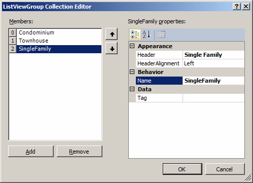 ListViewGroup Collection Editor