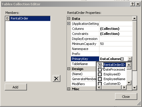 Tables Collection Editor