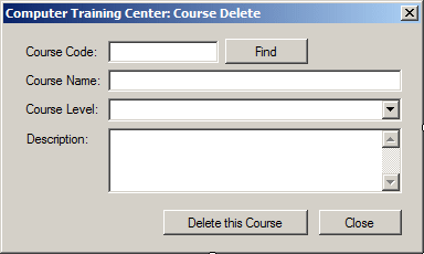 Computer Training Center - Course Deletion