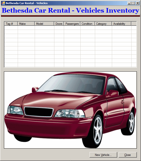 Bethesda Car Rental - Vehicles Inventory