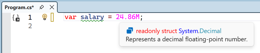 If the value receives an M suffix, it is considered a large decimal number