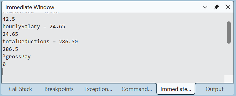Immediate Window