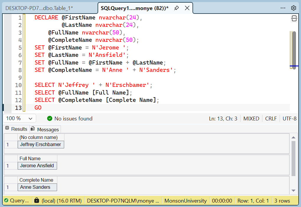 Concatenating Two Strings
