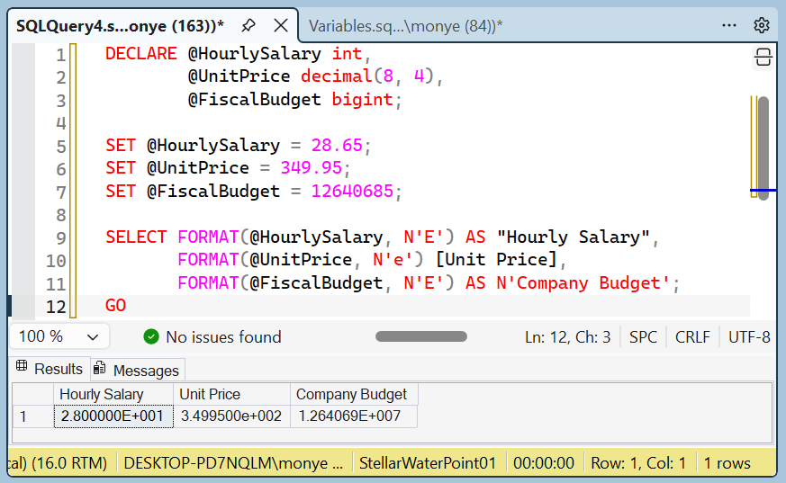 Value Formatting