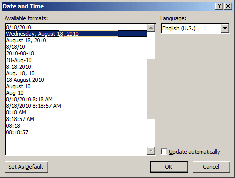 Date and Time