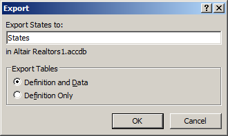 Exporting a Microsoft Access Object