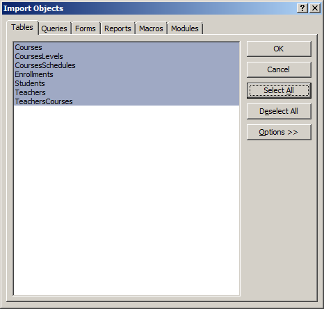 Importing a Microsoft Access Database