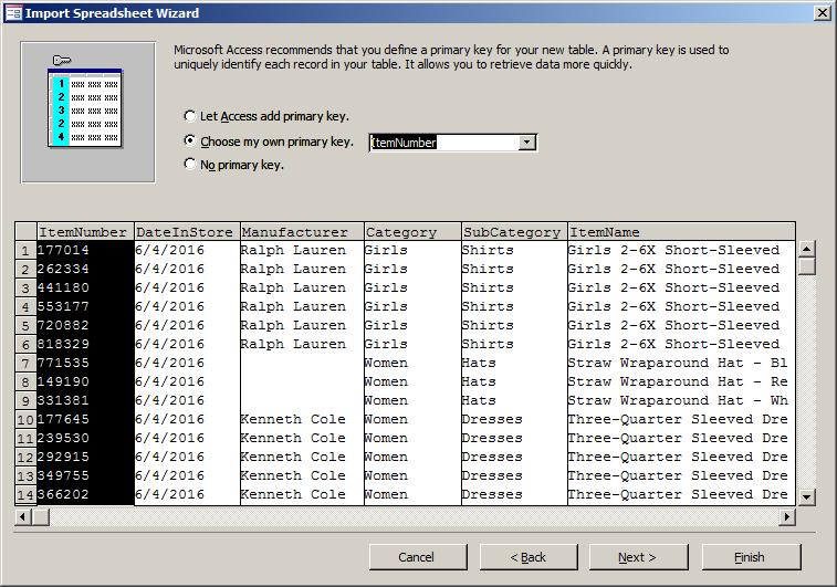 Importing a Microsoft Excel Spreadsheet