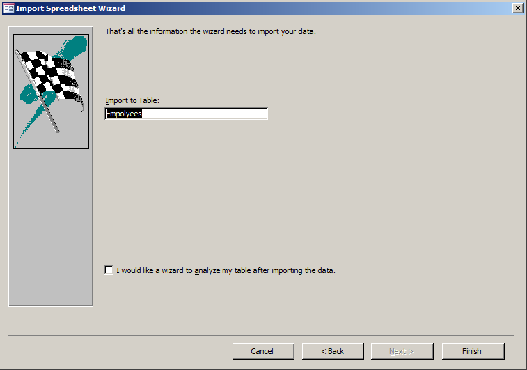 Importing a Microsoft Excel Spreadsheet