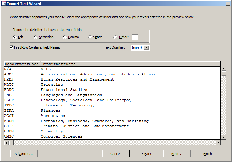Importing a Text Document