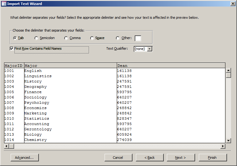 Importing a Text Document