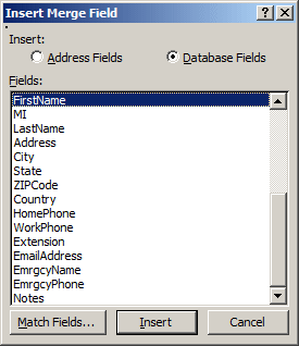 Insert Merge Field
