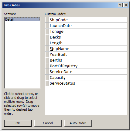 Tab Order