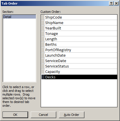 Tab Order
