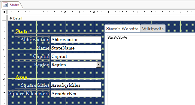 States Statistics - Form Design