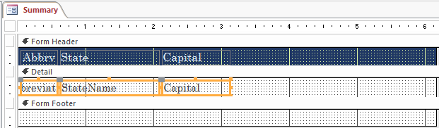 Selecting Fields in a Tabular Form
