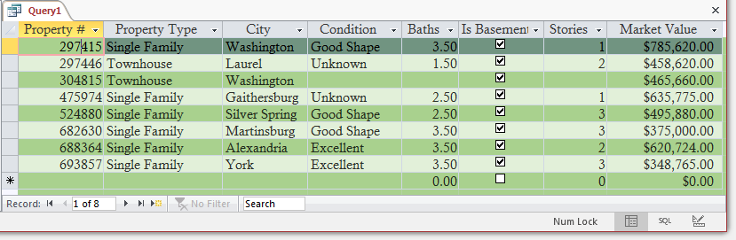 Creating a Condition in a Query Design