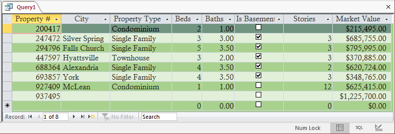 Creating a Condition in a Query Design