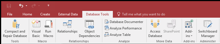 Ribbon - Database Tools