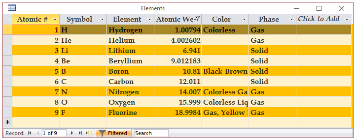 Filter Records on a Table