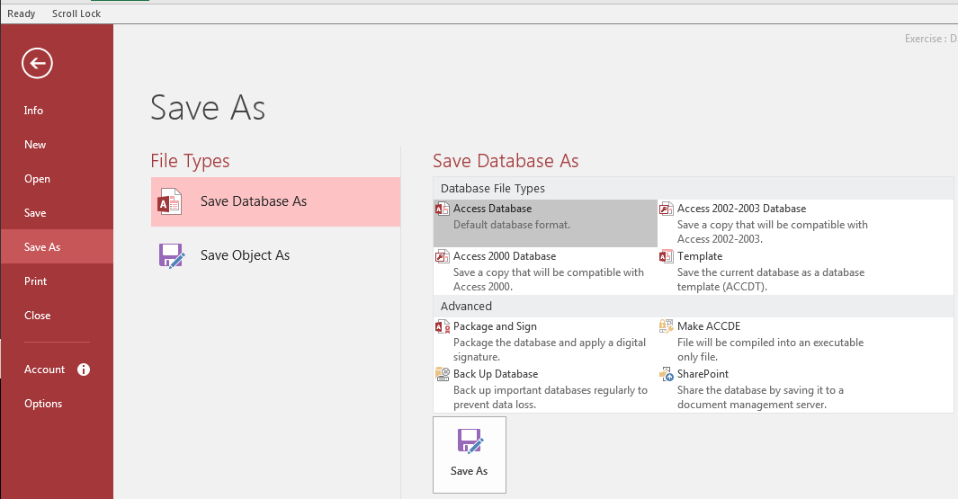 Save a Database