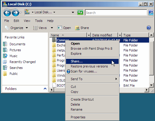 Sharing a Folder