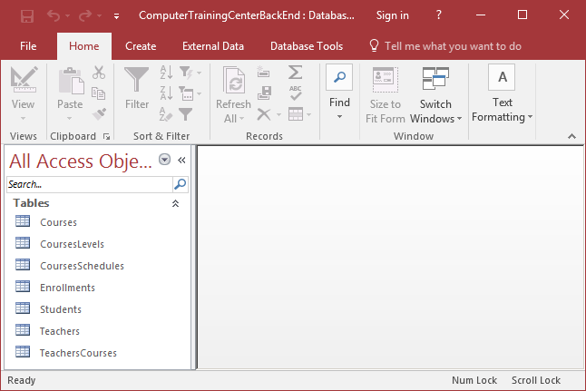 Navigation Pane after splitting a database
