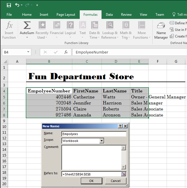 If you create a spreadsheet in Microsoft Excel, Corel Paradox, or Lotus 1-2-3, and if the spreadsheet contains a mix of the desired list and other items, you can create a name.